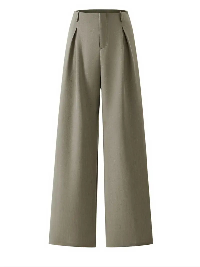 Elegant Plicated Wide Leg Pant